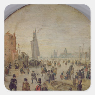 Pegatina Cuadrada Paisaje invernal 2