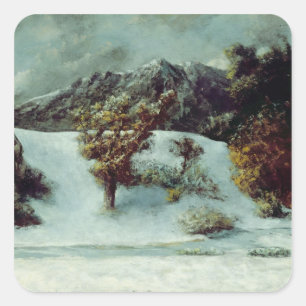 Pegatina Cuadrada Paisaje invernal con los Dents Du Midi, 1876
