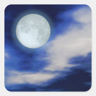 Pegatina Cuadrada Paisaje lunar con nubes lunares