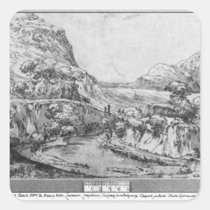 Pegatina Cuadrada Paisaje montañoso