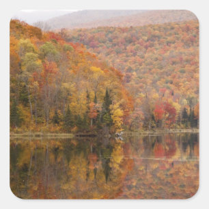 Pegatina Cuadrada Paisaje otoñal con lago, Vermont, EE.UU. 2