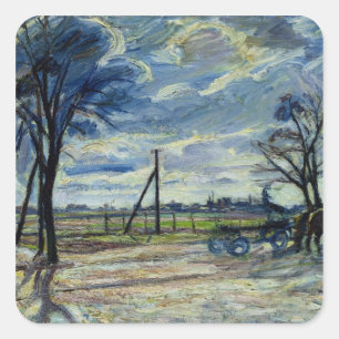 Pegatina Cuadrada Paisaje suburbano en primavera