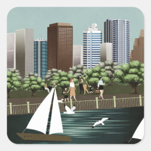 Pegatina Cuadrada Paisaje urbano