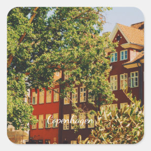 Pegatina Cuadrada Paisaje urbano de Copenhague - Dinamarca