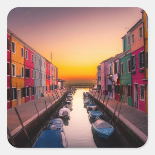 Pegatina Cuadrada Paisaje urbano de Italia