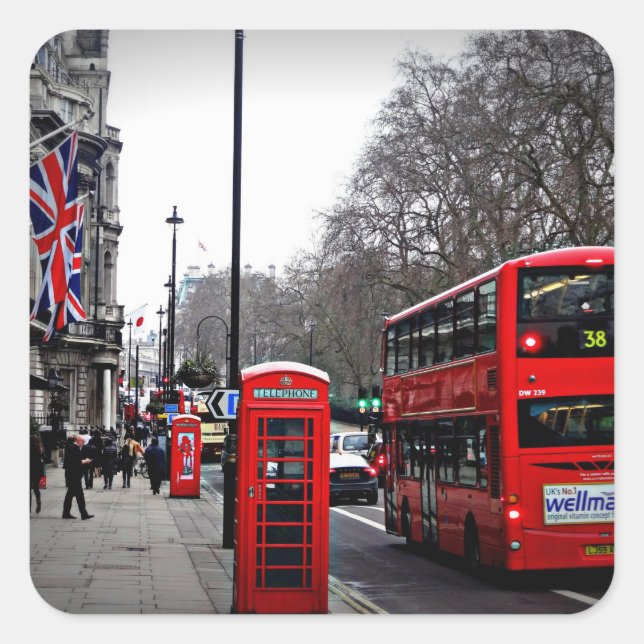 Pegatina Cuadrada Paisaje urbano de Londres (Anverso)