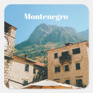Pegatina Cuadrada Paisaje urbano de Montenegro