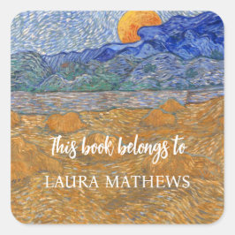 Pegatina Cuadrada Paisaje vespertino con luna en pie de Van Gogh