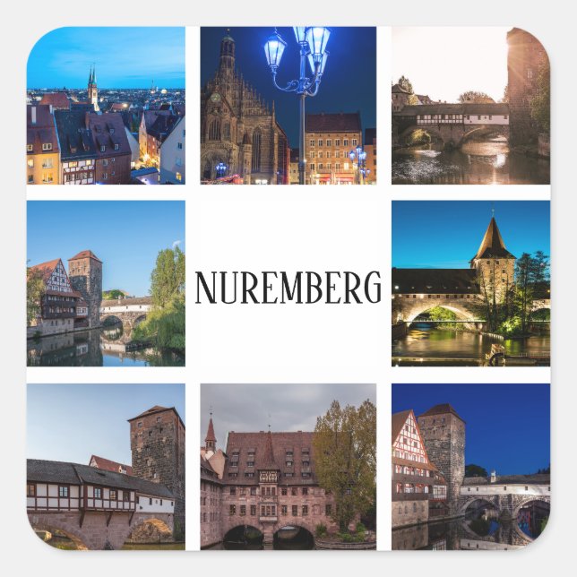 Pegatina Cuadrada Paisajes de Nuremberg (Anverso)
