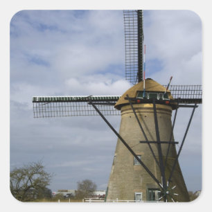 Pegatina Cuadrada Países Bajos (alias Holanda), Kinderdijk. 19