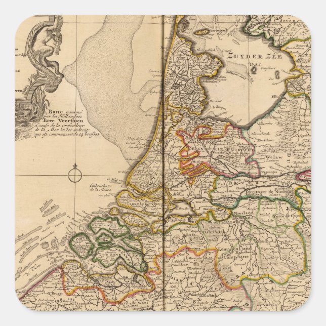 Pegatina Cuadrada Países Bajos y Bélgica (Anverso)