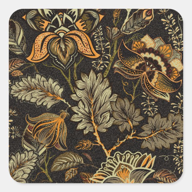 Pegatina Cuadrada Paisley floral india, patrón étnico sin fisuras. (Anverso)