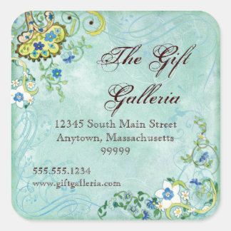 Pegatina Cuadrada Paisley Modern Floral Flourin Swirl Boda