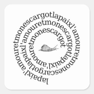 Pegatina Cuadrada Paix, l'amour y escargot de lunes