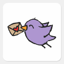 Pegatina Cuadrada Pájaro de correo feliz