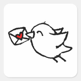 Pegatina Cuadrada Pájaro de correo feliz