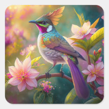 Pájaro de fantasía Jay Arcoíris con cresta naranja