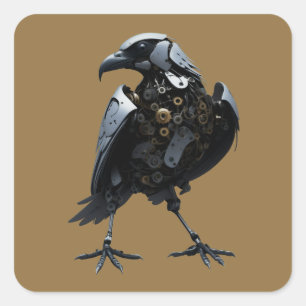 Pegatina Cuadrada Pájaro Robótico