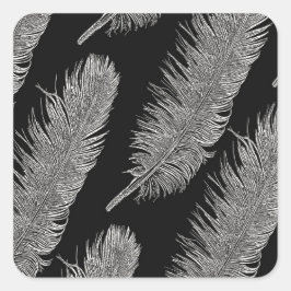 Pegatina Cuadrada Pájaros blancos negros