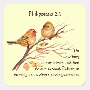 Pegatina Cuadrada Pájaros de la humildad del amor del 2:3 de los