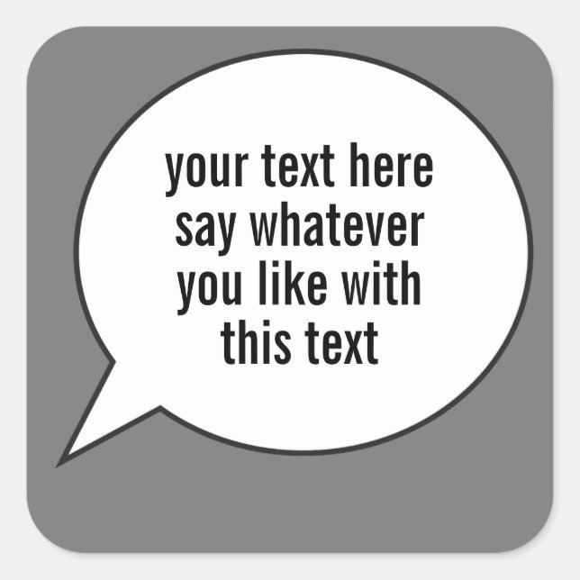 Pegatina Cuadrada Palabra Balón de discurso de burbuja con sus palab (Anverso)