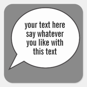 Pegatina Cuadrada Palabra Balón de discurso de burbuja con sus palab