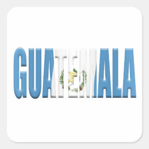 Pegatina Cuadrada Palabra guatemalteca con bandera nacional