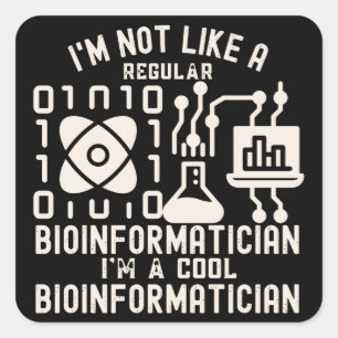 Pegatina Cuadrada Palabras bioinformáticas, amantes de la bioinformá
