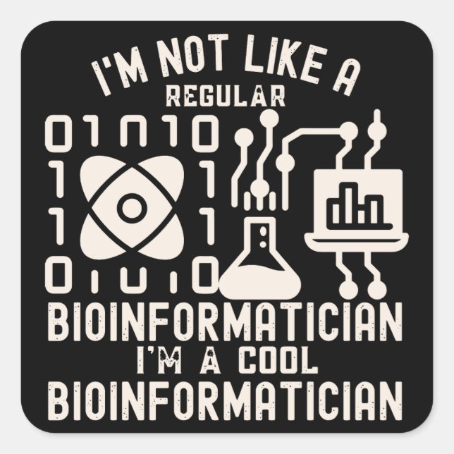 Pegatina Cuadrada Palabras bioinformáticas, amantes de la bioinformá (Anverso)