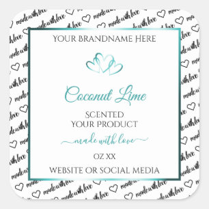 Pegatina Cuadrada Palabras blancas negras Etiquetas de productos en 