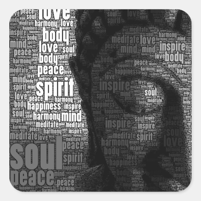 Pegatina Cuadrada Palabras budistas de sabiduría (Anverso)