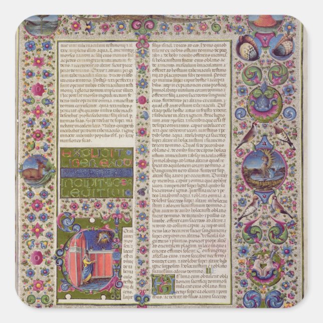 Pegatina Cuadrada Palabras de apertura de Leviticus (Anverso)