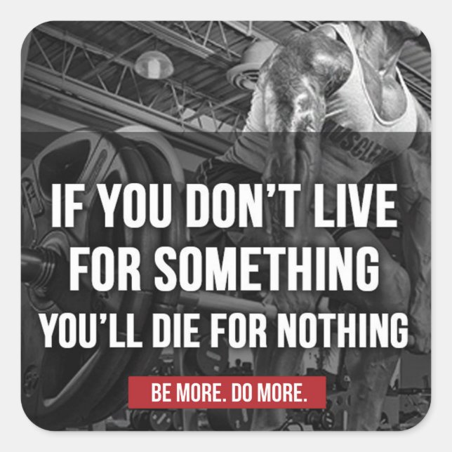 Pegatina Cuadrada Palabras de entrenamiento motivacionales (Anverso)