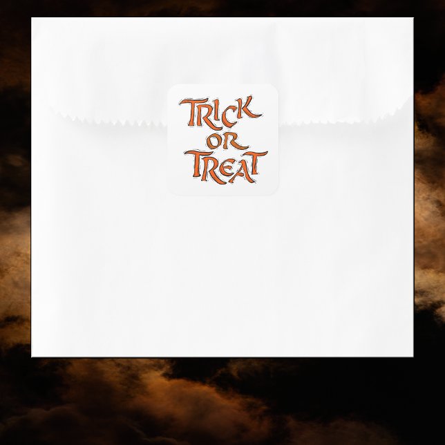 Pegatina Cuadrada Palabras de Halloween Trick o Treat (Halloween Trick or Treat Words Square Sticker)