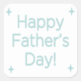 Pegatina Cuadrada Palabras del día del padre azul feliz