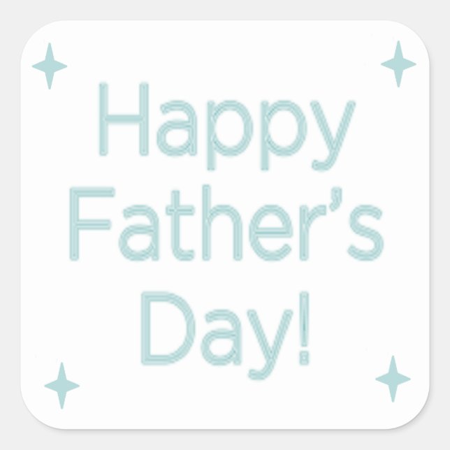 Pegatina Cuadrada Palabras del día del padre azul feliz (Anverso)