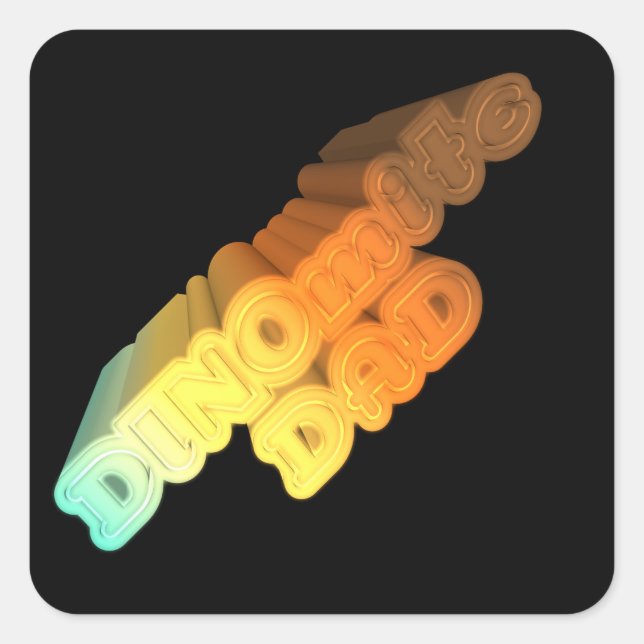 Pegatina Cuadrada Palabras Dinomitas Dad (Anverso)