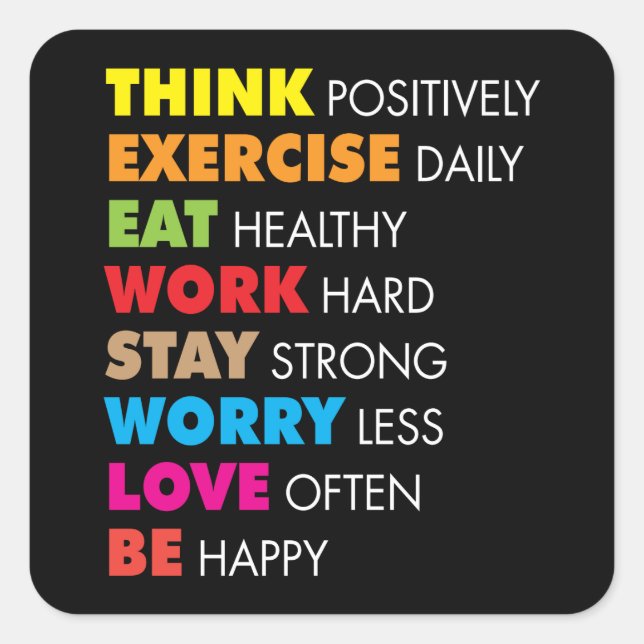 Pegatina Cuadrada Palabras inspiradoras - Motivación (Anverso)