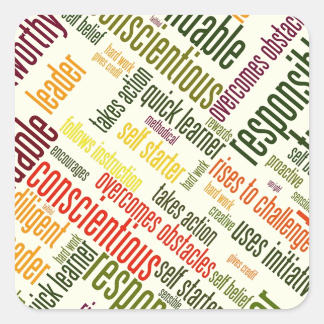 Pegatina Cuadrada Palabras motivacionales alientan resultados positi (Anverso)
