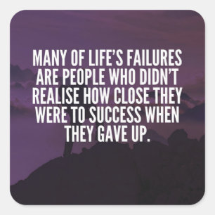 Pegatina Cuadrada Palabras motivacionales - Fracaso y éxito