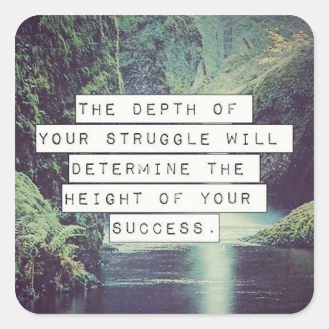 Pegatina Cuadrada Palabras motivacionales - Lucha y éxito (Anverso)