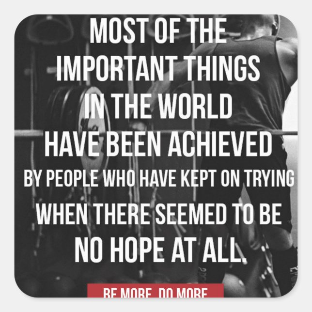 Pegatina Cuadrada Palabras motivacionales para la elevación de la pe (Anverso)