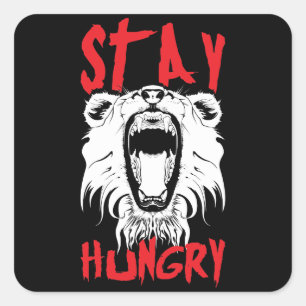 Pegatina Cuadrada Palabras motivacionales - Sigue con hambre