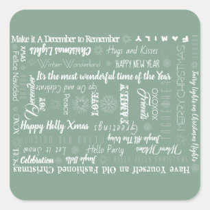 Pegatina Cuadrada Palabras personalizadas Mejores deseos