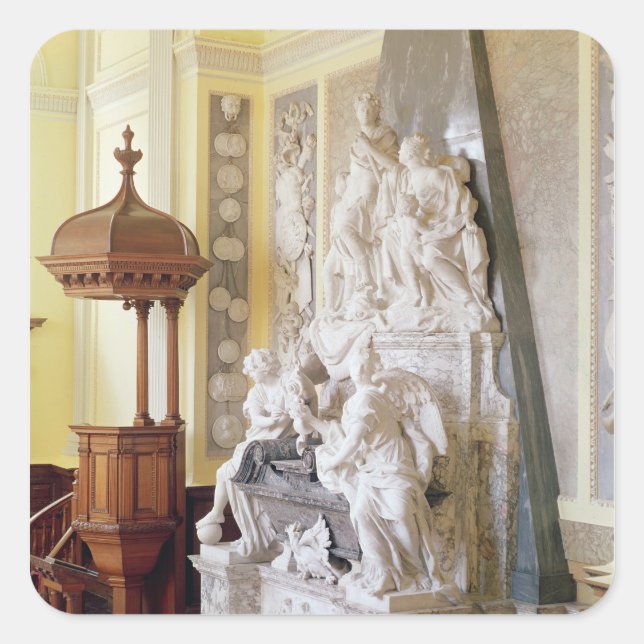Pegatina Cuadrada Palacio Blenheim, capilla, c.1705 (Anverso)