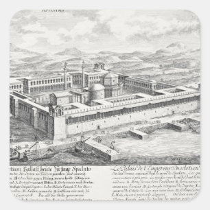 Pegatina Cuadrada Palacio de Diocleciano (245-313), Split, Yugoslavi