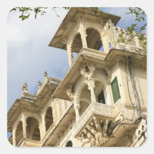 Pegatina Cuadrada Palacio de la Ciudad, Udaipur, Rajastán, India