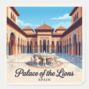 Pegatina Cuadrada Palacio de los Leones Granada España