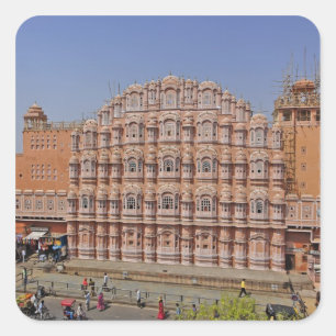 Pegatina Cuadrada Palacio de los Vientos (Hawa Mahal), Jaipur, India