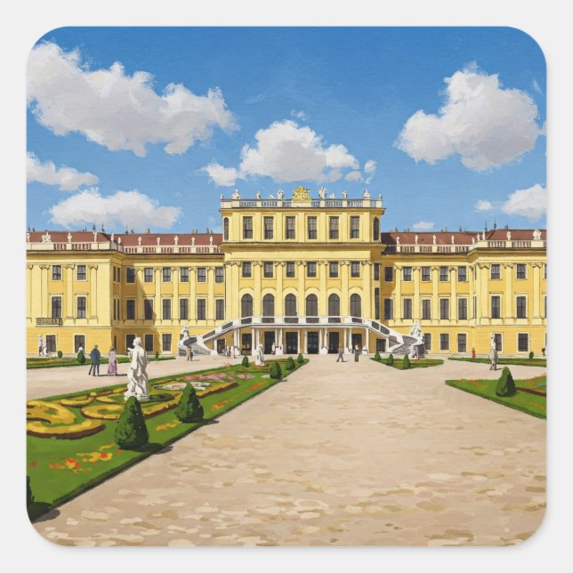Pegatina Cuadrada Palacio de Schönbrunn Viena Austria Viajes (Anverso)